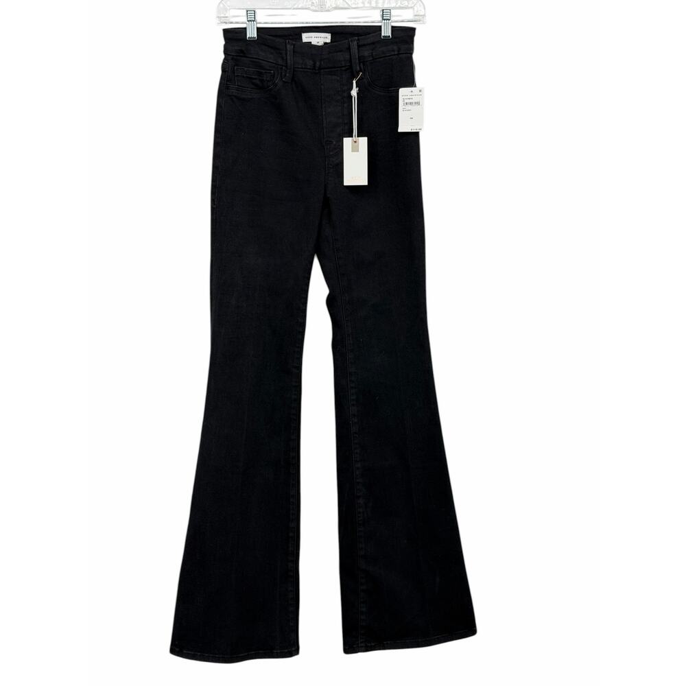 Good American Pull On Flare Jean Women's SZ M Black Good Legs Stretch Denim NEW